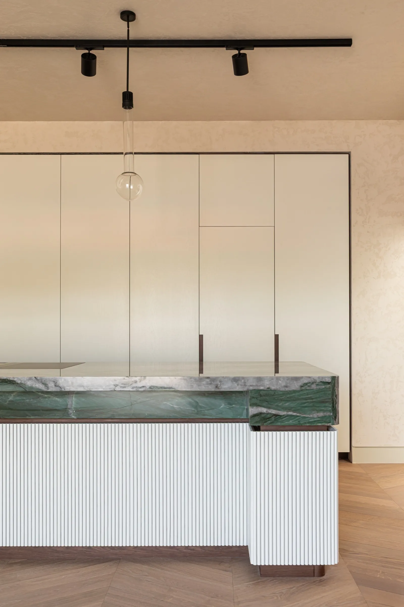 Grove — green quartzite and oak, view 1