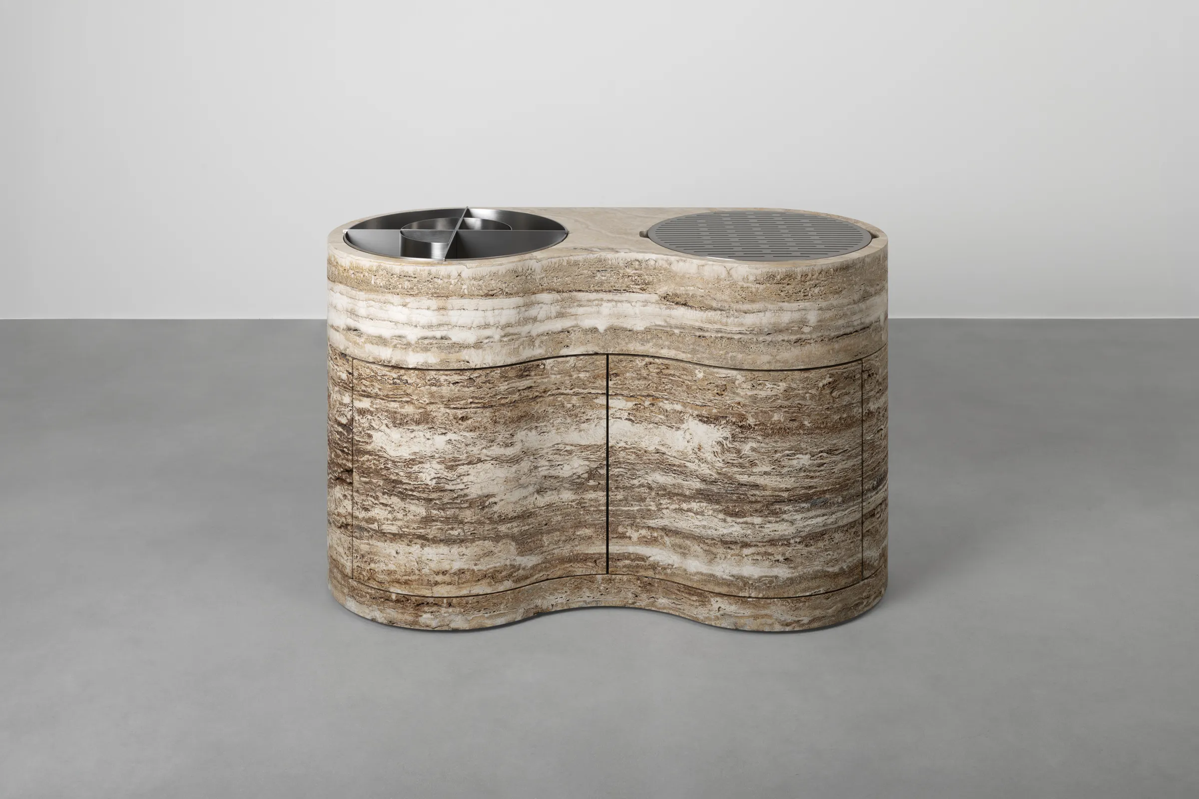 June — Becagli travertine bar unit, view 1