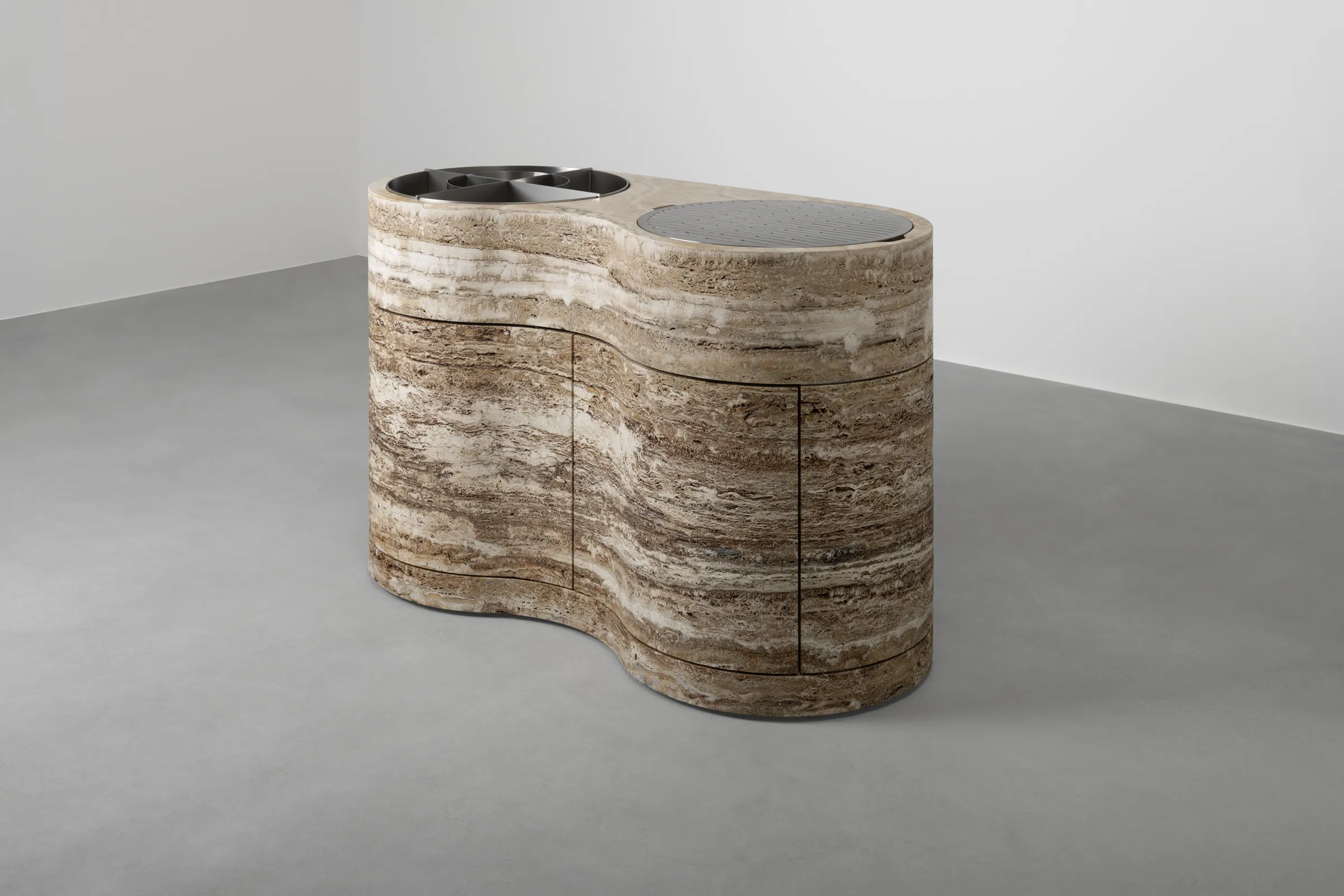 June — Becagli travertine bar unit, view 3
