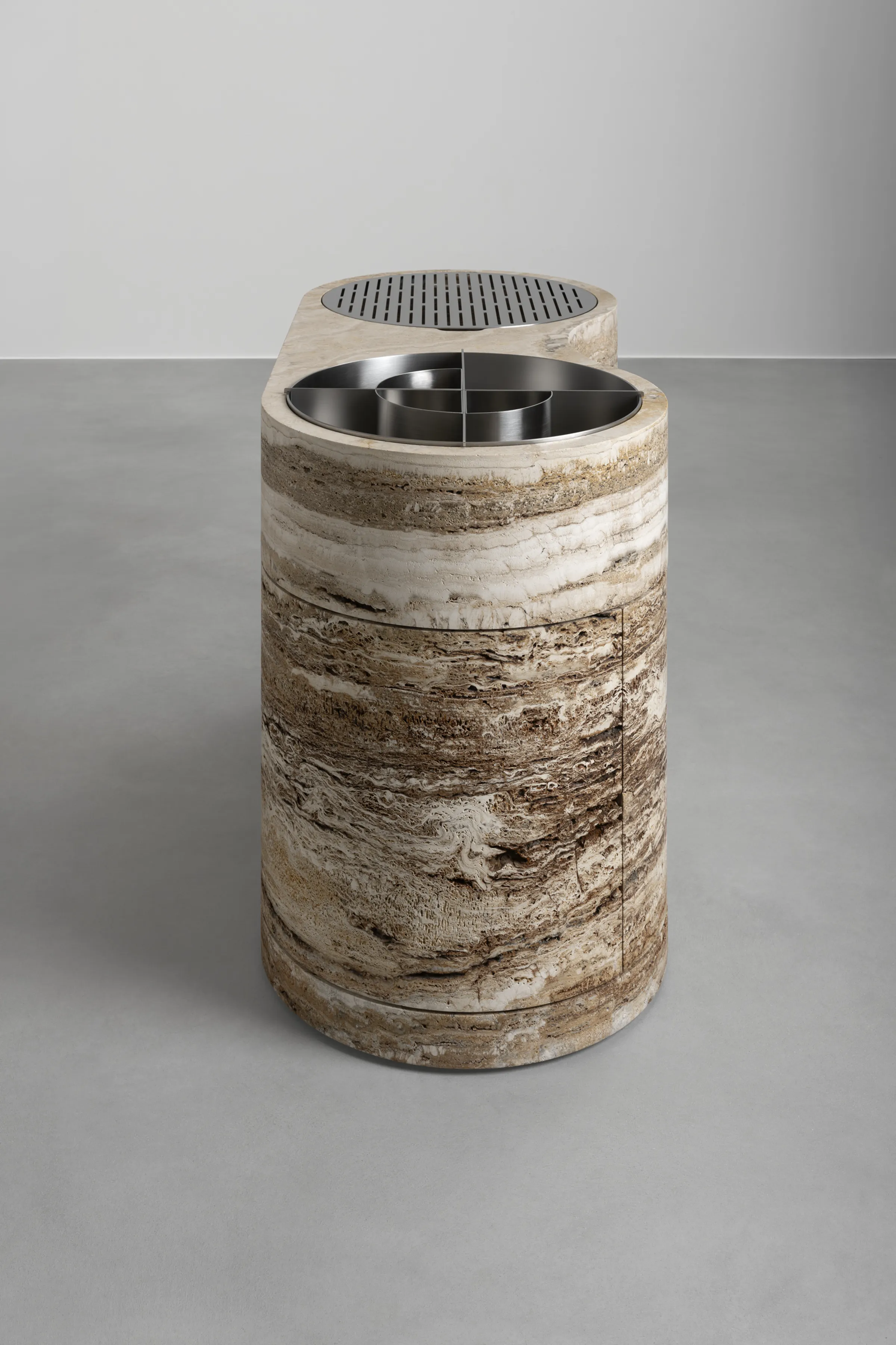 June — Becagli travertine bar unit, view 7