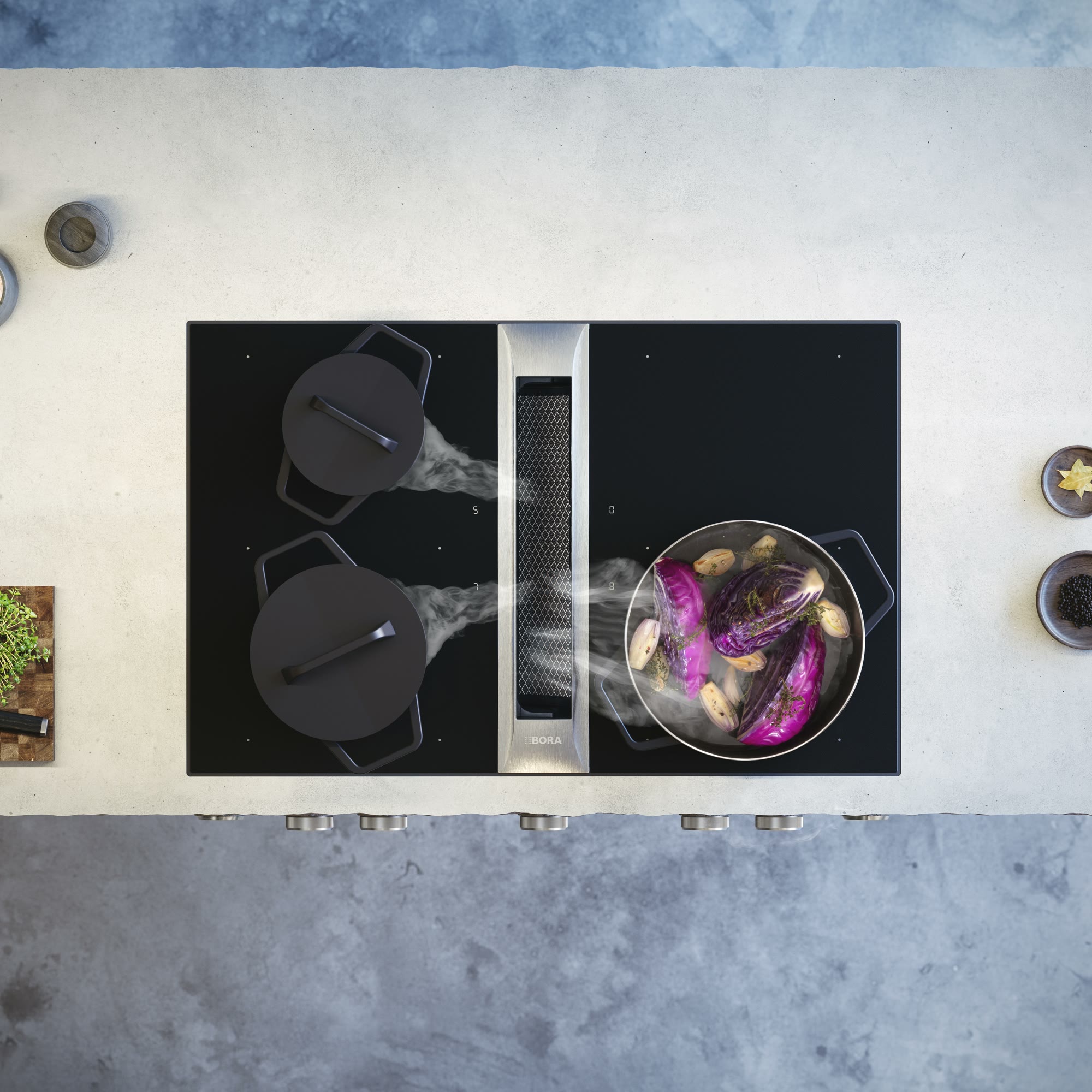 BORA — cooktop extractor system seen from above