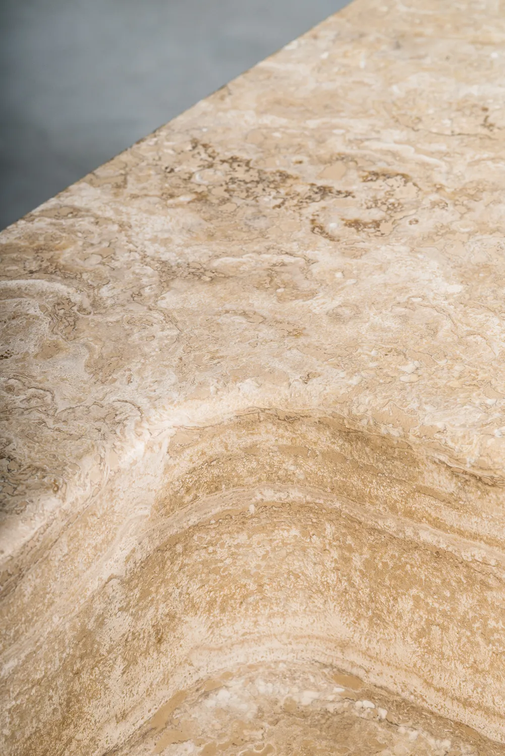 Sider — stone and steel kitchen island, view 1